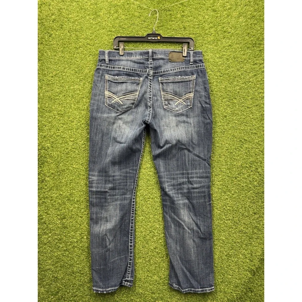 BKE Jeans Mens 36 R Tyler Straight Leg Dark Wash Buckle Stretch Denim Y2K Casual